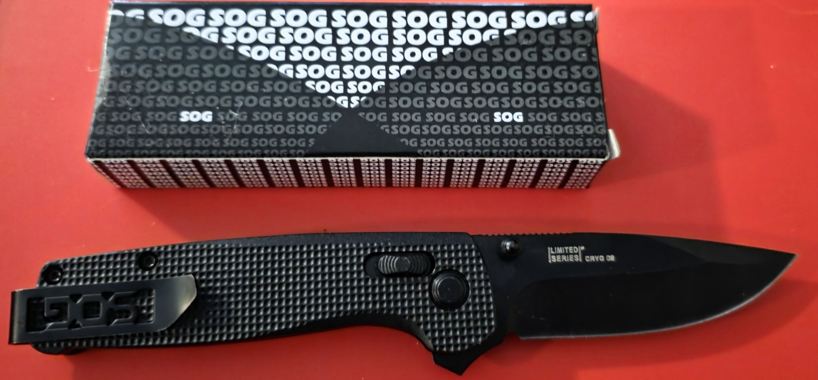 SOG Terminus XR Limited Series Cryo D2 Folding Pocket Knife, Black, NEW with box