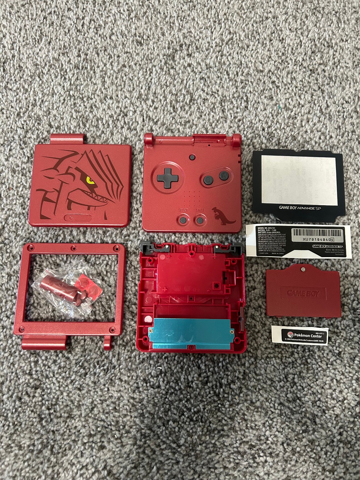 Gameboy Advanced SP Housing Shell Replacement Kit (Pokemon Groudon + Kyogre)