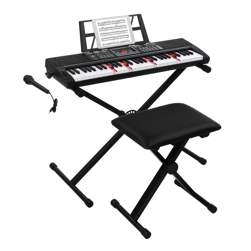 Glarry 61 Keys Full Size Electric Keyboard Piano Set for Beginners Kids