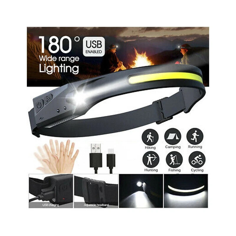 Waterproof COB Headlamp Night Buddy LED Motion Sensor Head Torch Headlight