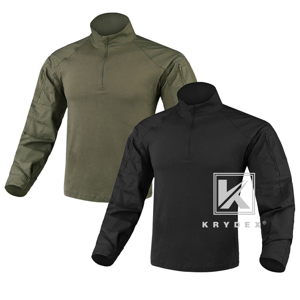 KRYDEX Gen4 Combat Shirt Long Sleeve w/ Tactical Elbow Pads Tops Black Paintball
