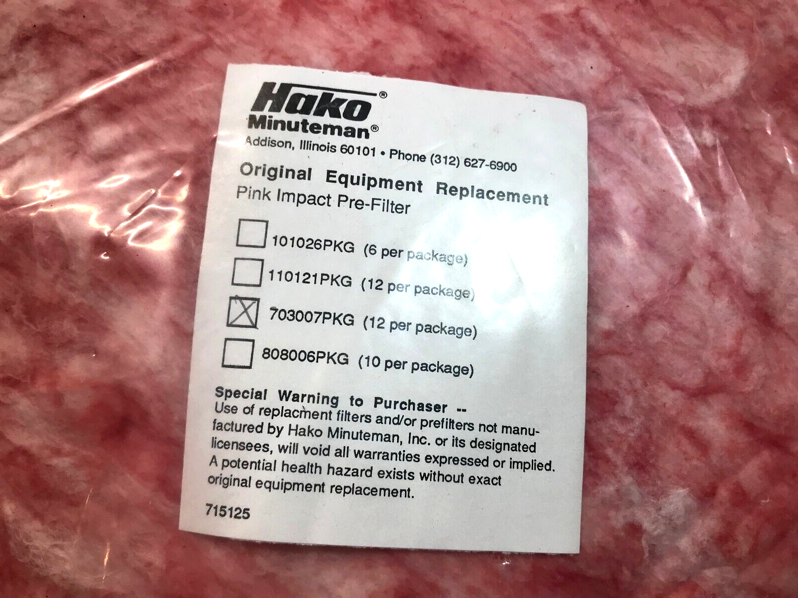Hako MinuteMan Vacuum 10" Replacement Pink Impact Pre-Filter 12 Pack 703007