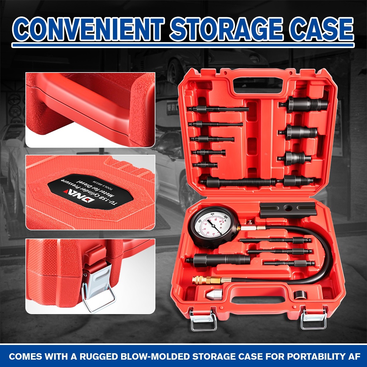 TU-15B Diesel Engine Compression Gauge Tester Pressure Meter Tool Kits 1000 Psi