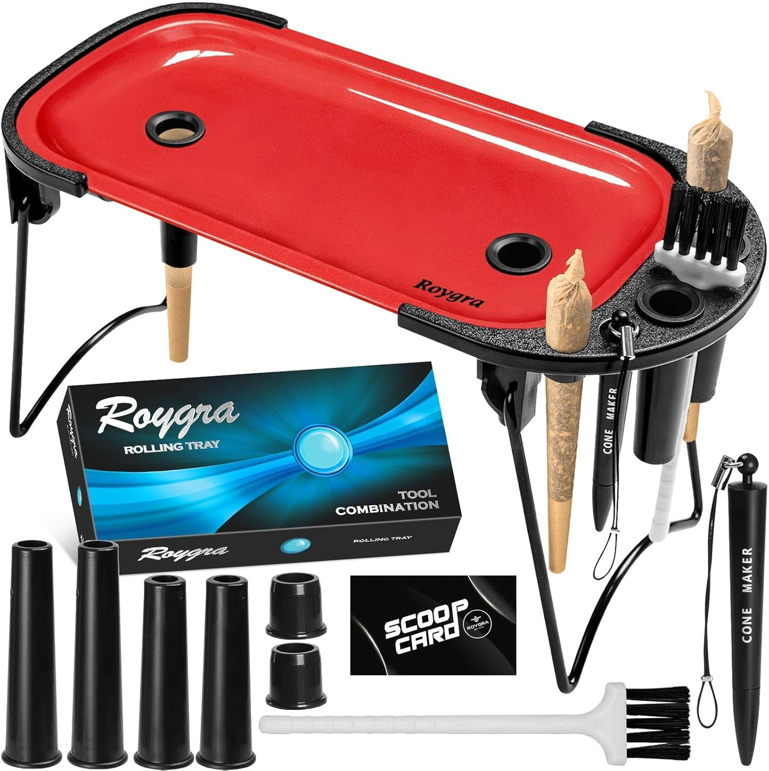 Foldable Rolling Tray Set with Cone Loader, Cone Filler Roller - Pre Roll Machin