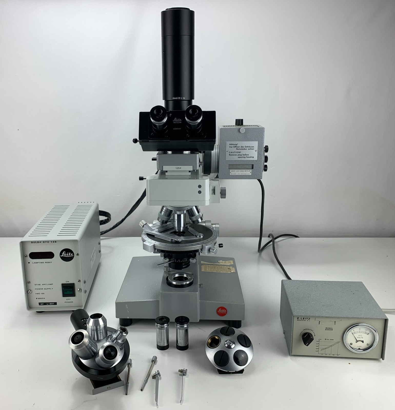 Leitz Ortholux 2 Pol Microscope w/ Reflected Light Fluorescence 9 Objectives