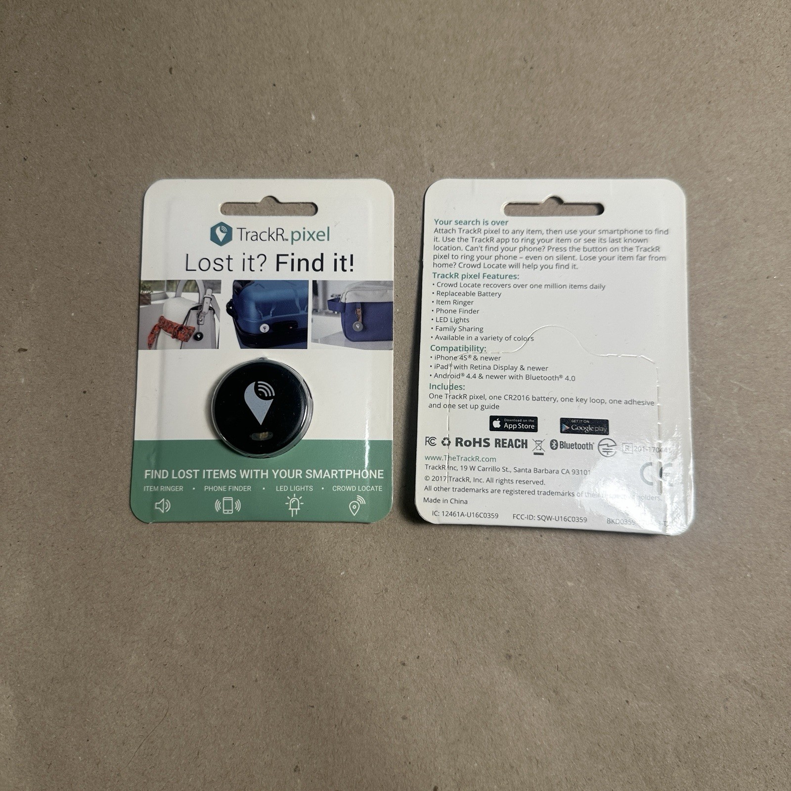 TrackR Pixel Bluetooth Tracking Device, Key Phone Finder, iOS/Android New -WHITE