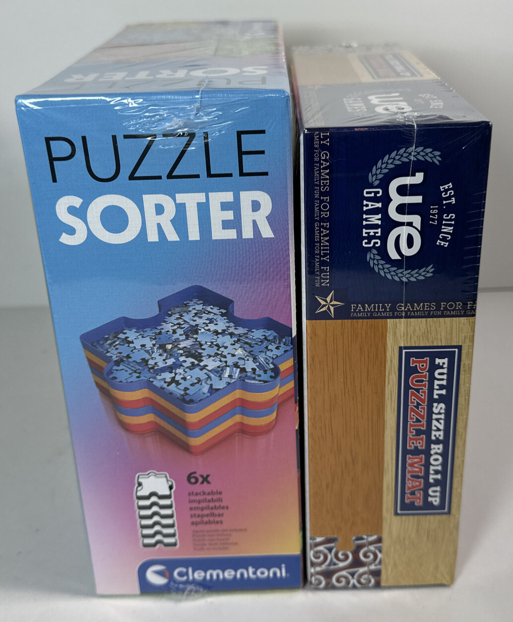 Puzzle Sorter with Six 8x8 inch Stackable Trays Clementoni Italy & Roll up Mat