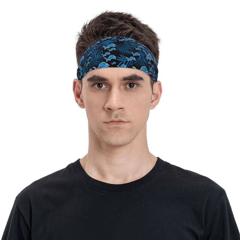 2pcs Detroit Lions Sports Sweatband Elastic Headband Running Hair Band