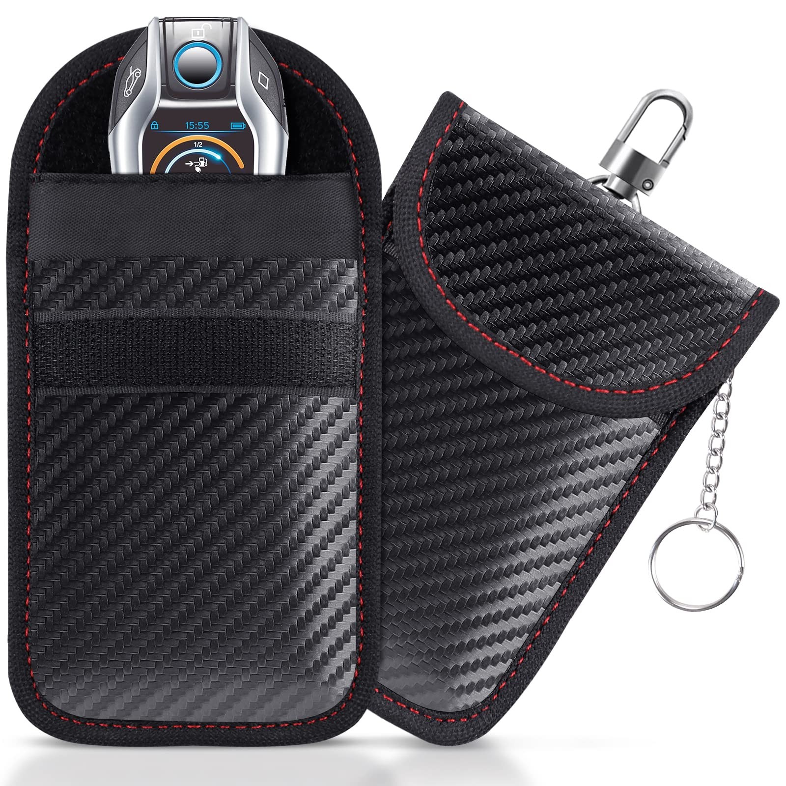 Lanpard Faraday Bag for Key Fob(2 Medium Size (3.5 x 5.5 inches), black