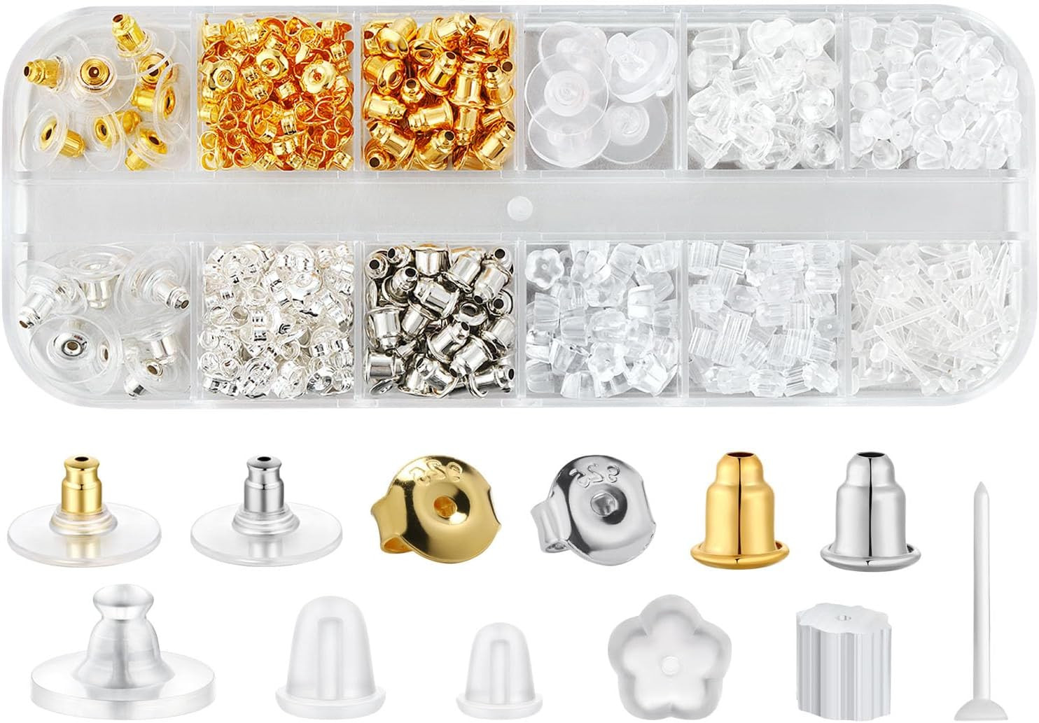 600 Pcs Clear Plastic Earring Backs for Studs and Fish Hook Earrings