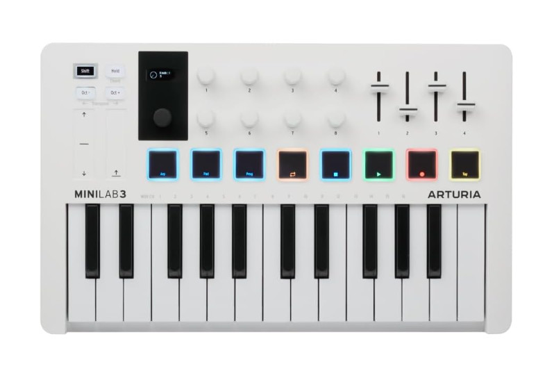 Controlador MIDI 25 teclas con pads multicolor y software producción, Nuevo