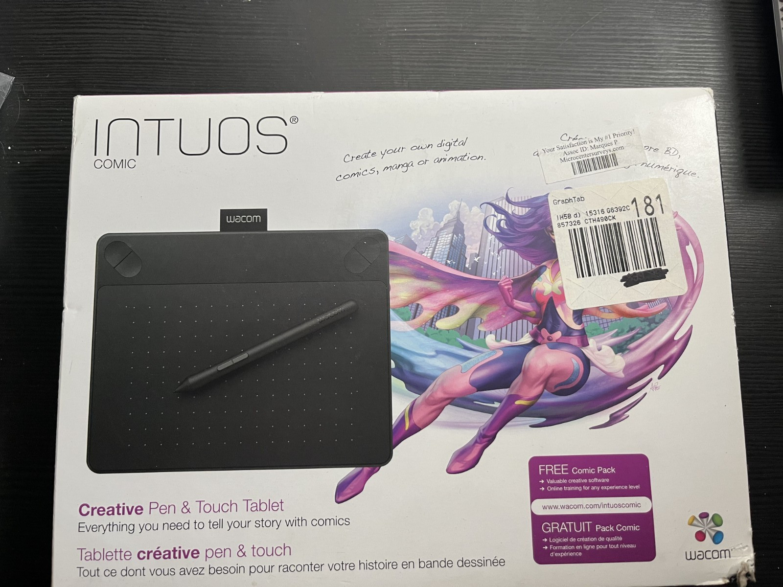 Wacom Intuos Comic Digital Art Creative Pen and Touch Tablet CTH-490CK