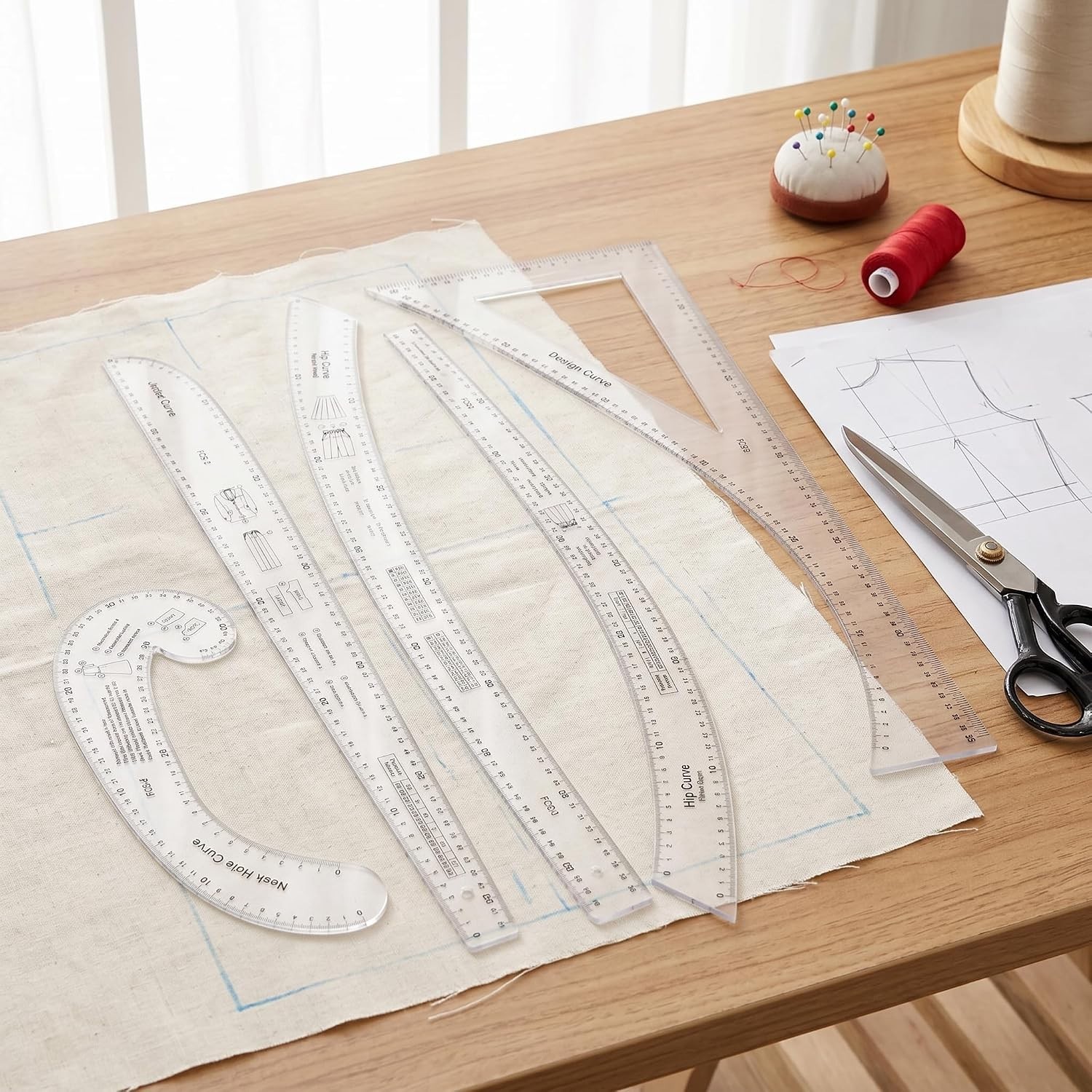 7-Piece Professional Sewing Ruler Set for Pattern Making