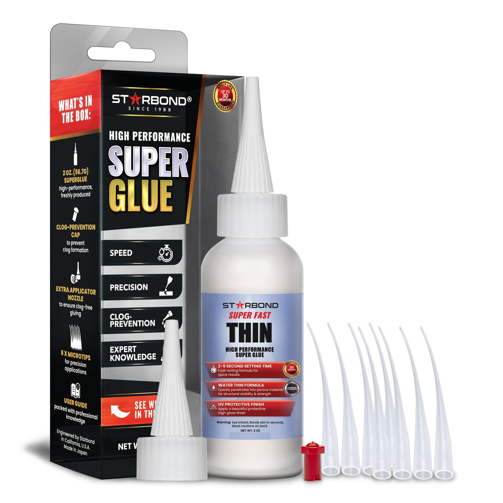 Starbond Super Fast Thin CA Glue Pro Kit - Precision Microtips, 2 oz