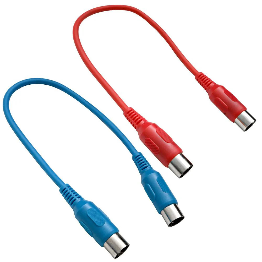 Red and Blue MIDI Cable 1 Foot 2 Pack