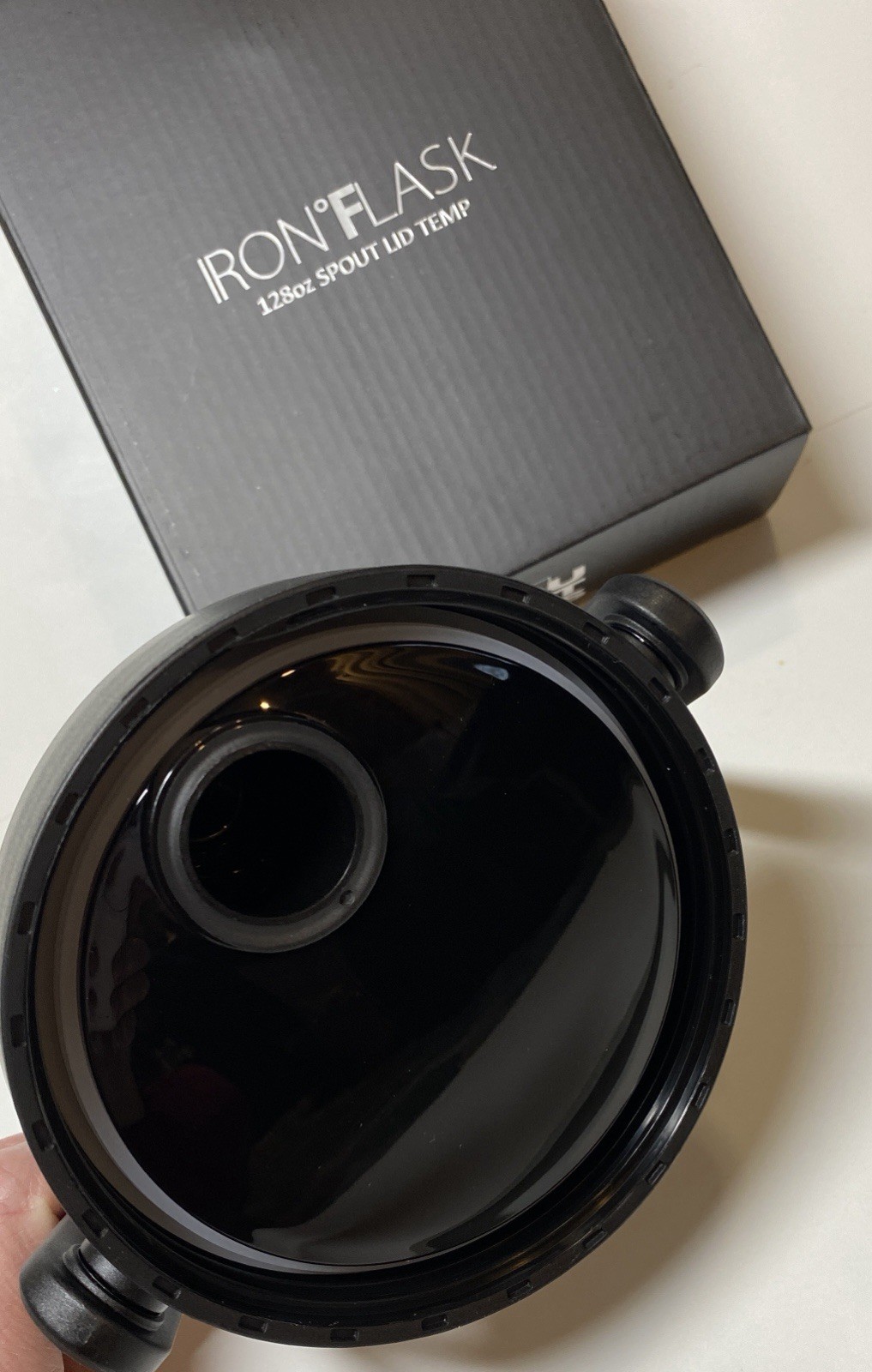 Iron Flask 128 oz Spout Lid Temp New in Box Black with Handle
