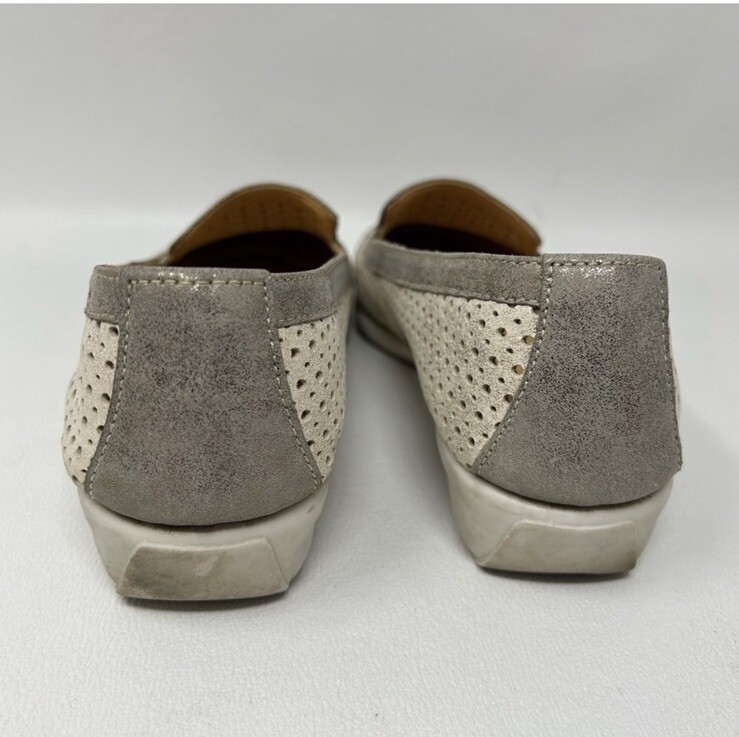 Unity in Diversity Metallic Perforated Cap Toe Slip On Flats, Women’s Size EU 36