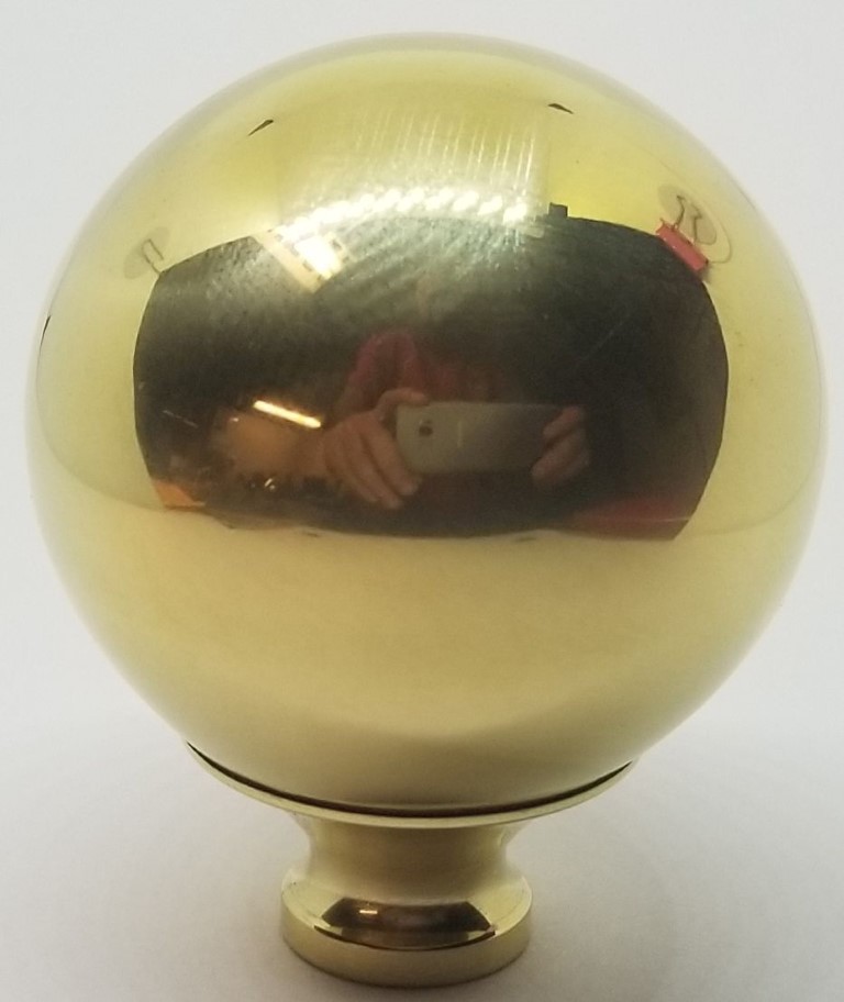 LARGE 2" BRIGHT BRASS bed ball finial post cannon frame rail antique decoration