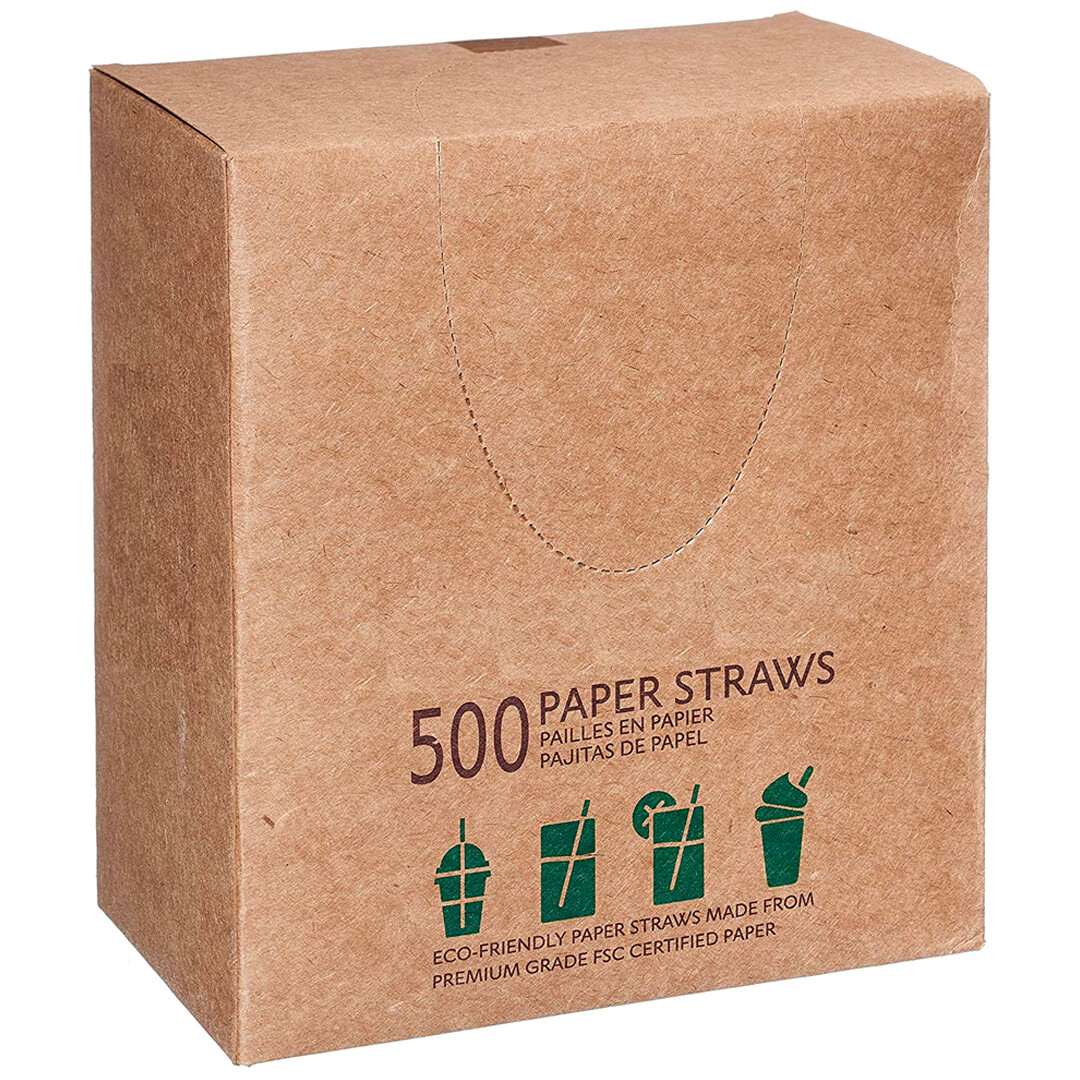 7.75 Inches White Disposable Paper Drinking Straws | Unwrapped & Compostable