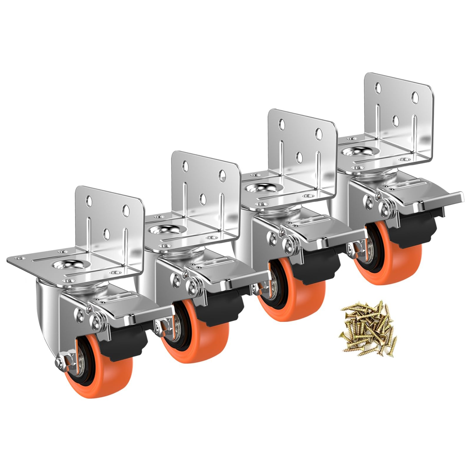 2Inch L-Shaped Caster Wheels, Side Mount Casters Set of 4, Heavy Duty Casters wi
