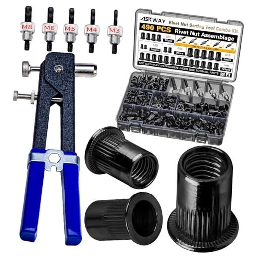 Rivet Nut Tool Kit - 490Pcs Black Zinc - 490 PCS