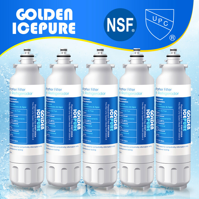 5 Pack Fit For LG LSXS26366S LSXS26326S LT800P ADQ73613401 Water Filter Golden