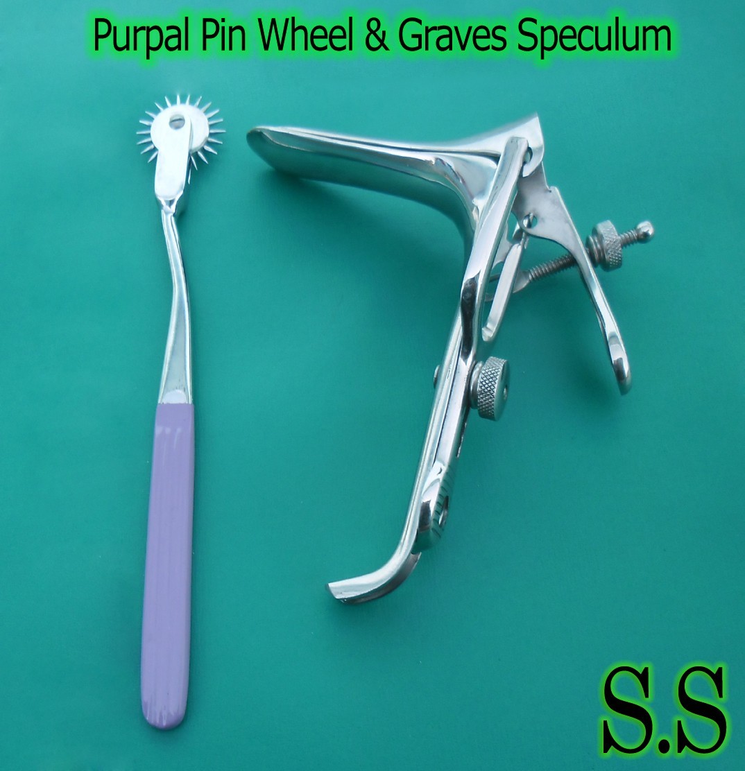 Graves Vaginal Speculum Lrage & Purpal Colour Pin wheel Gynecology Instrument