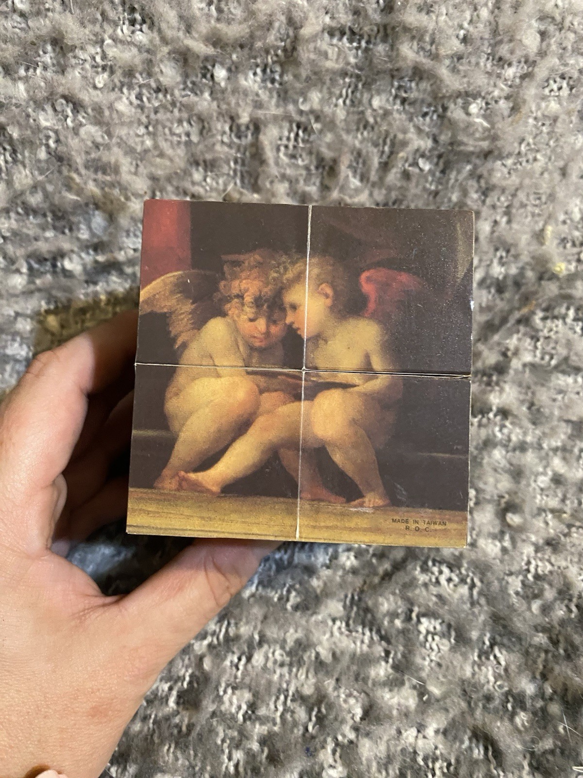 Reubens CHERUB FOLDING ART CUBE 3 x 3 inches MULTIPLE PICTURES DESK DECOR
