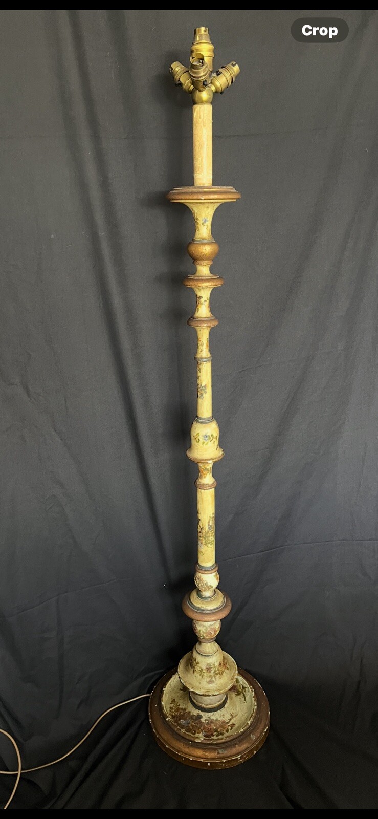 Elegant Hand Painted Antique Italian Florentine Standard Table Lamp