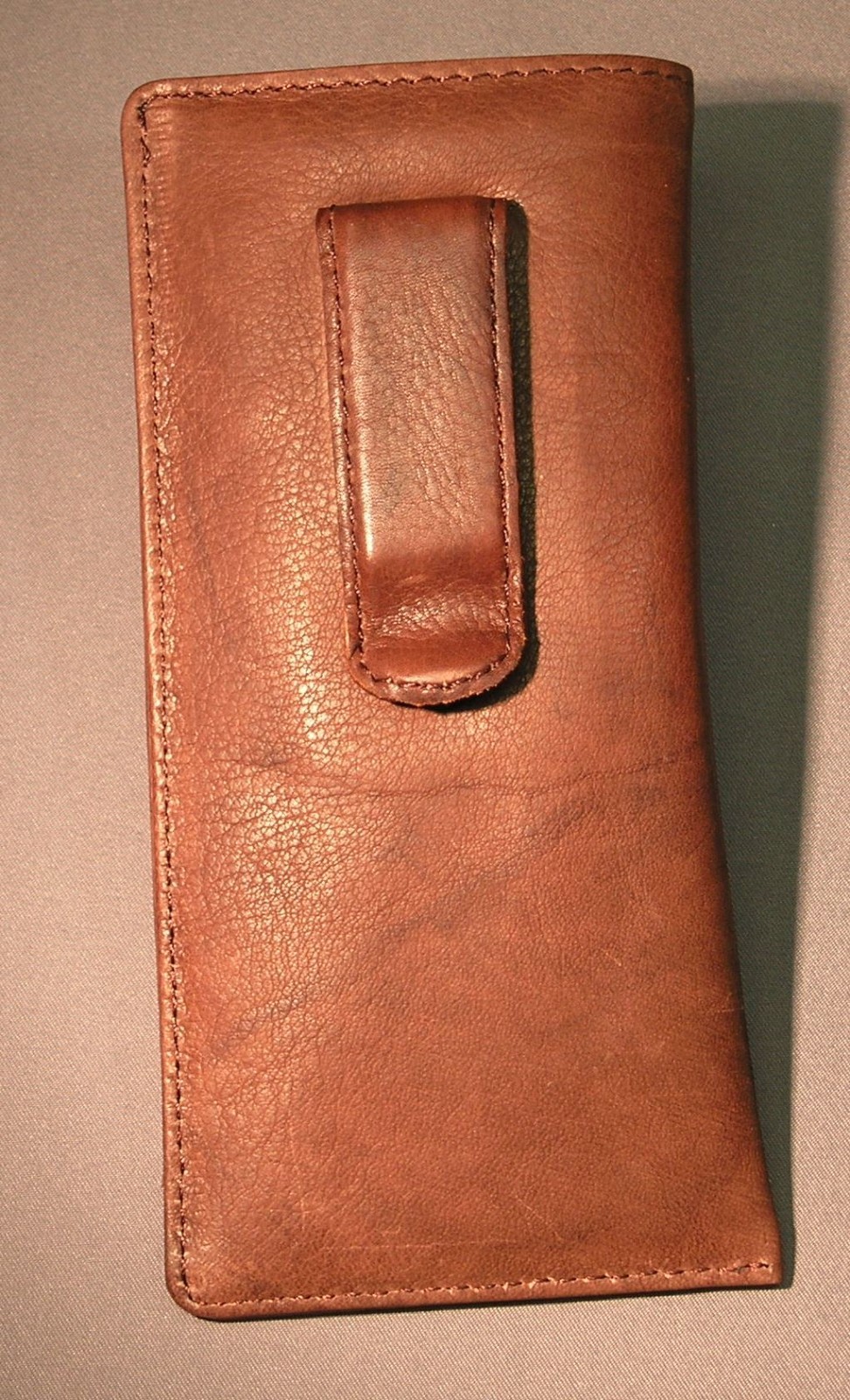 Eyeglass / Glasses Case w/ CLIP - Premium top grain Calf Antique leather - NEW