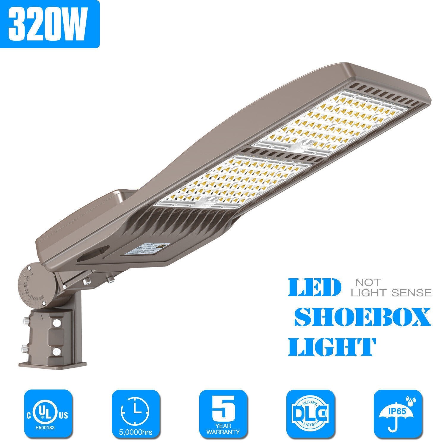 320W LED Parking Lot Light 44800Lm Commercial Shoebox Street Pole Light 5000K