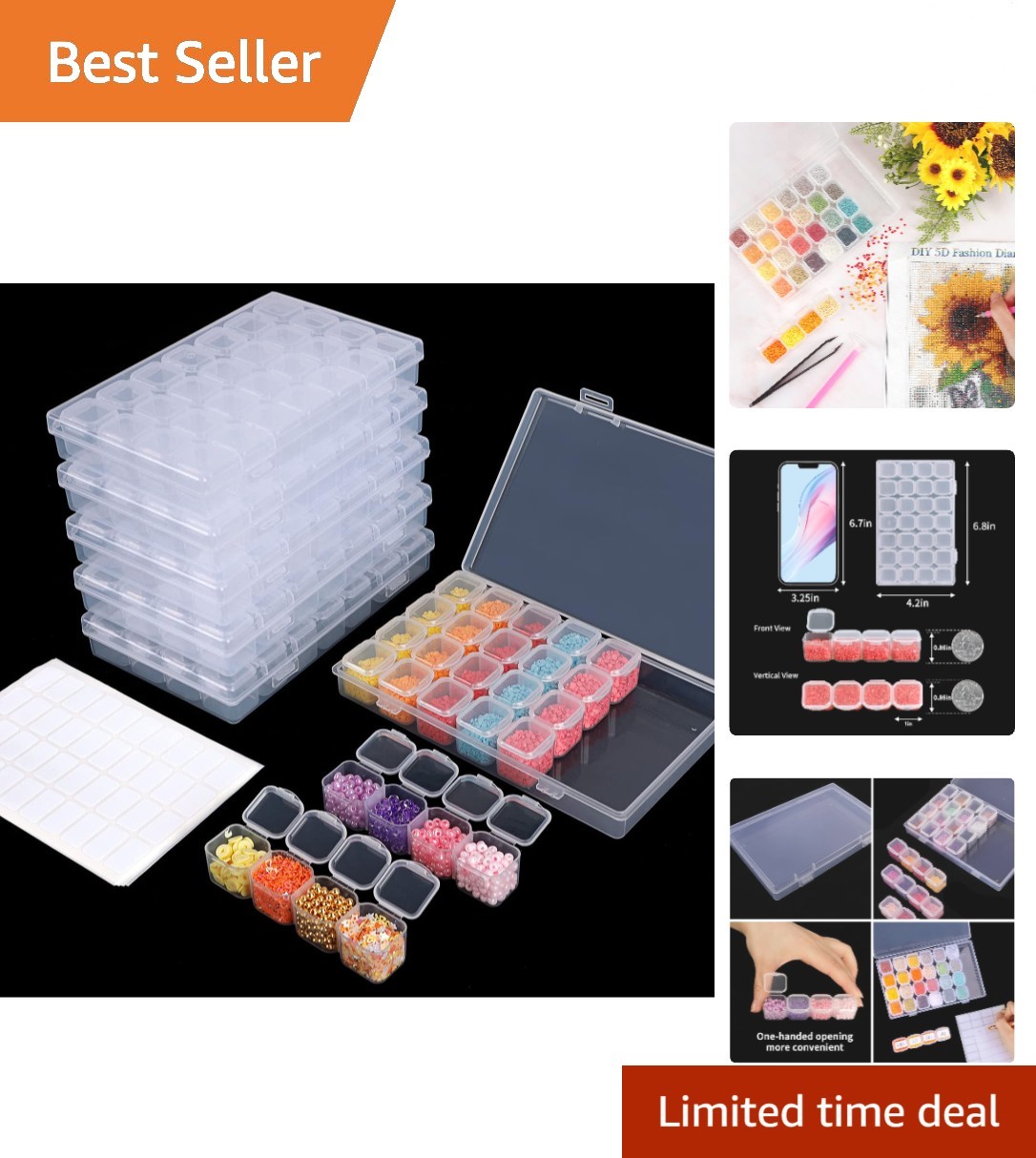 168 Slots 6pcs Transparent Diamond Painting Organizer - Effortless Craft Storage