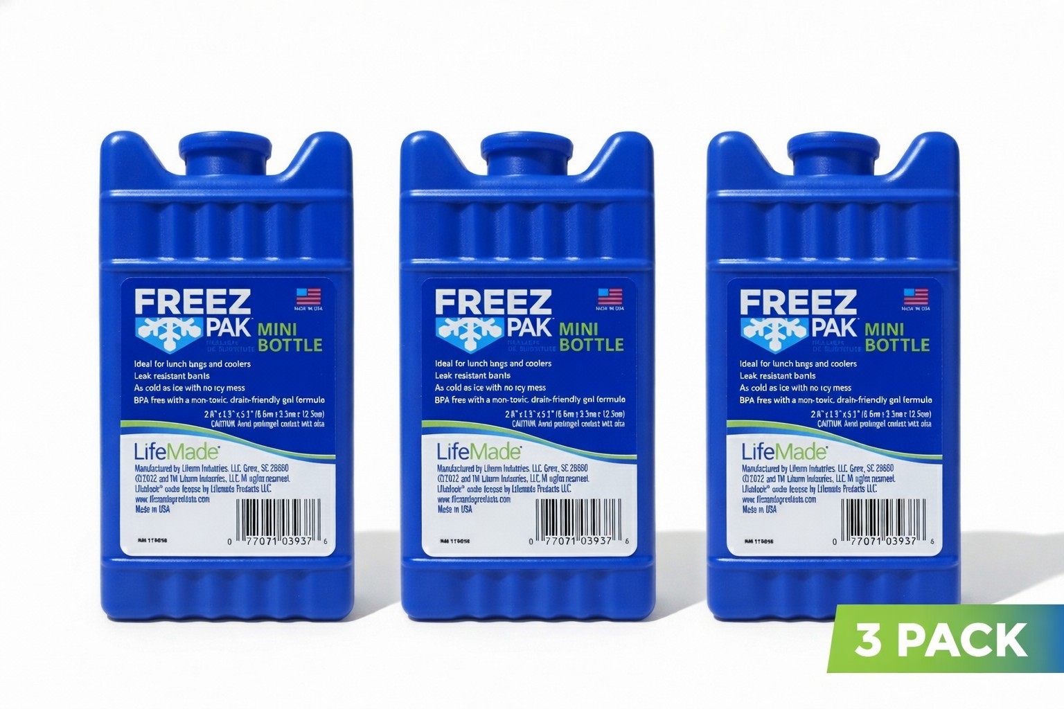3 Pk Freez Pak Mini 8 oz  Ice Substitute Ideal For Insulated Reusable Ice