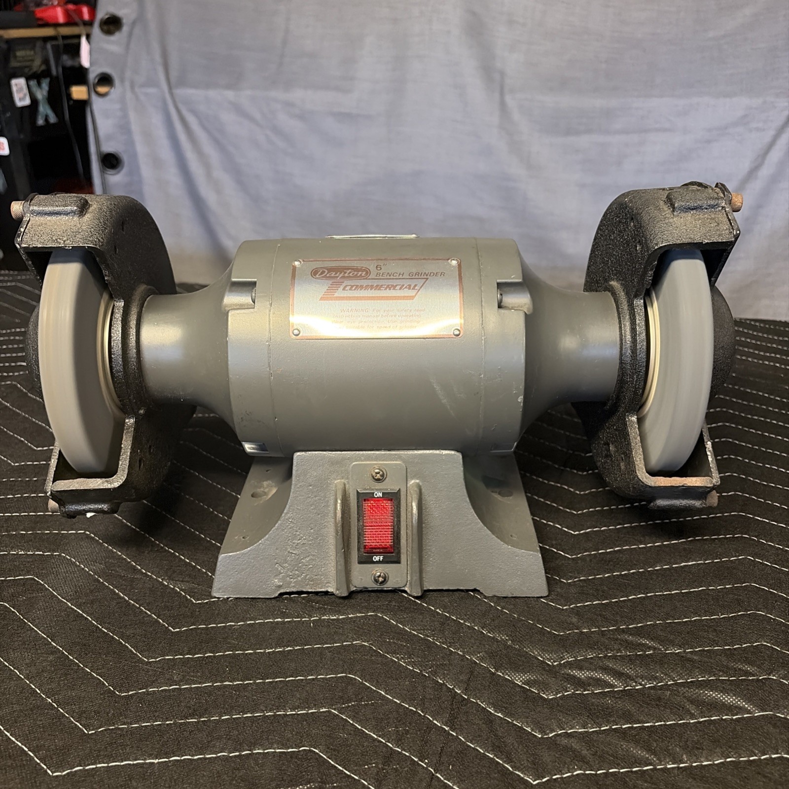 Vintage! 6” Dayton Bench Grinder Commercial Heavy Duty 1/3 HP Made In USA 4Z672B