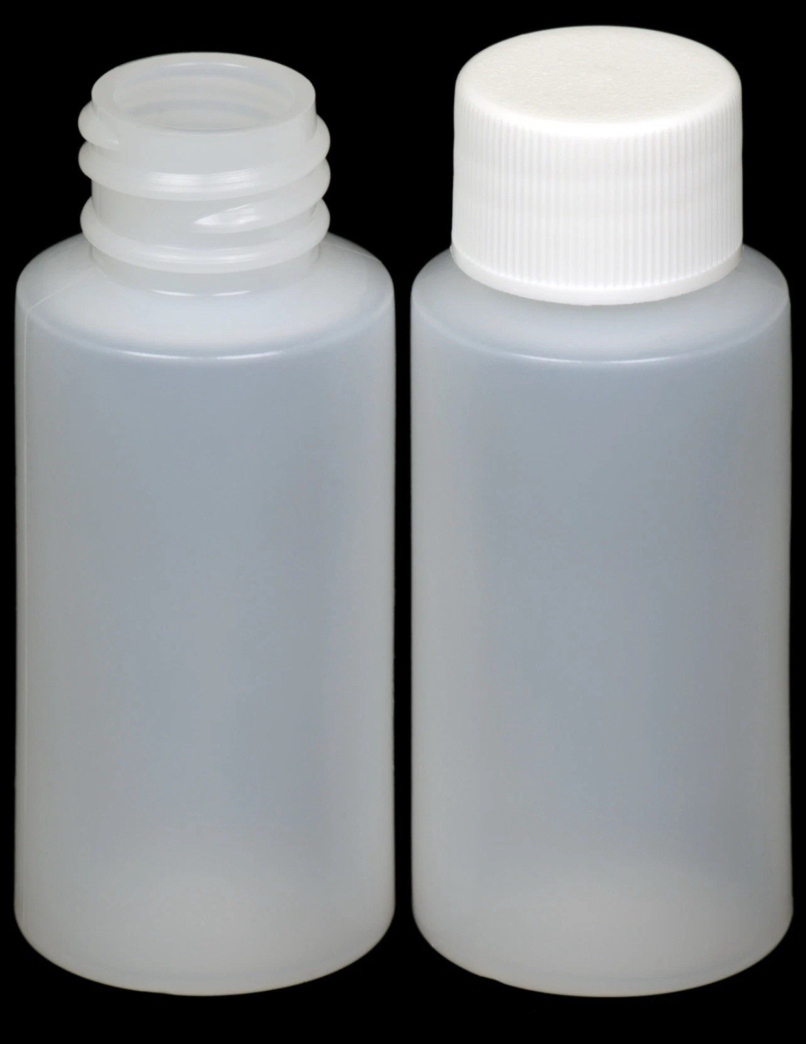 Plastic Bottle (HDPE) w/White Lid, 1-oz. 20-Pack, New