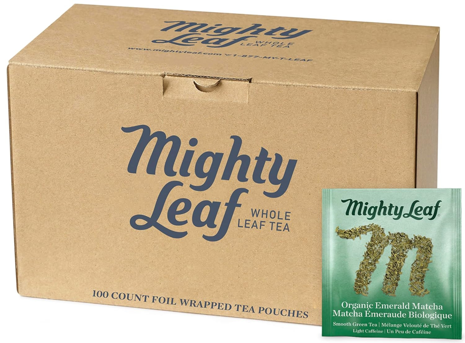 Organic Emerald Matcha Tea Pouches – 100 Count for Hot or Iced