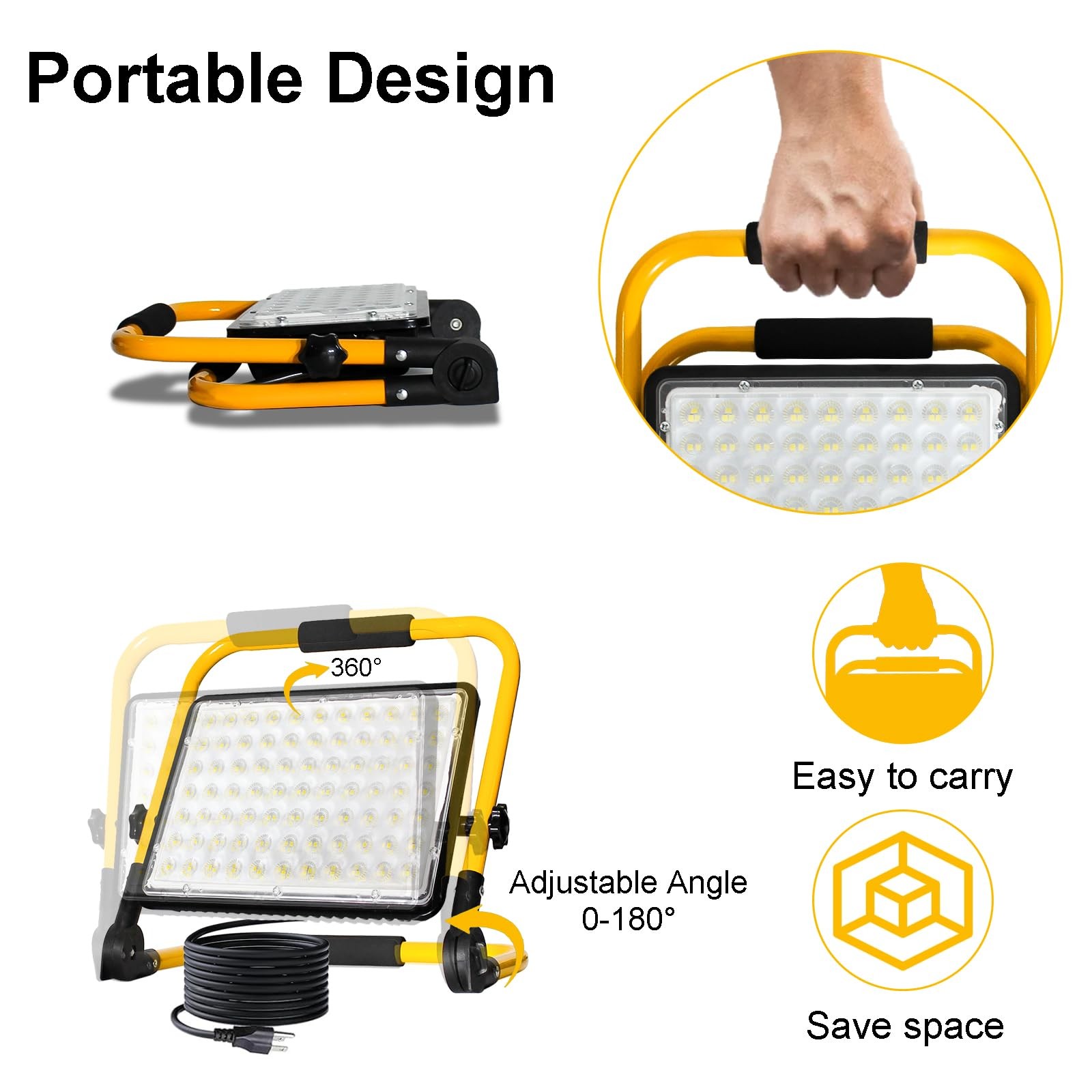 200W LED Work Light, 20000LM 6500K Work Lights on Stand, Portable Work Light,...