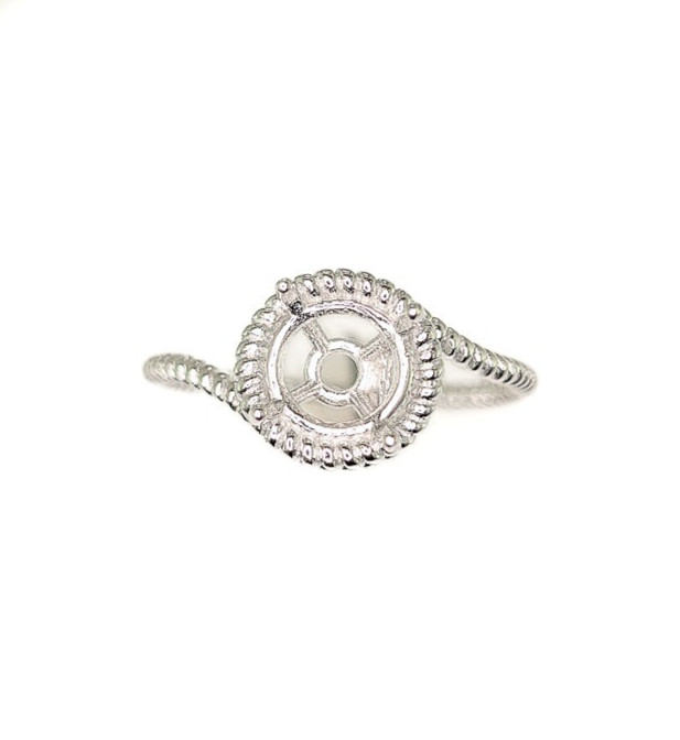 8 mm Round Rope Bypass Swirl Ring Setting Sterling Silver