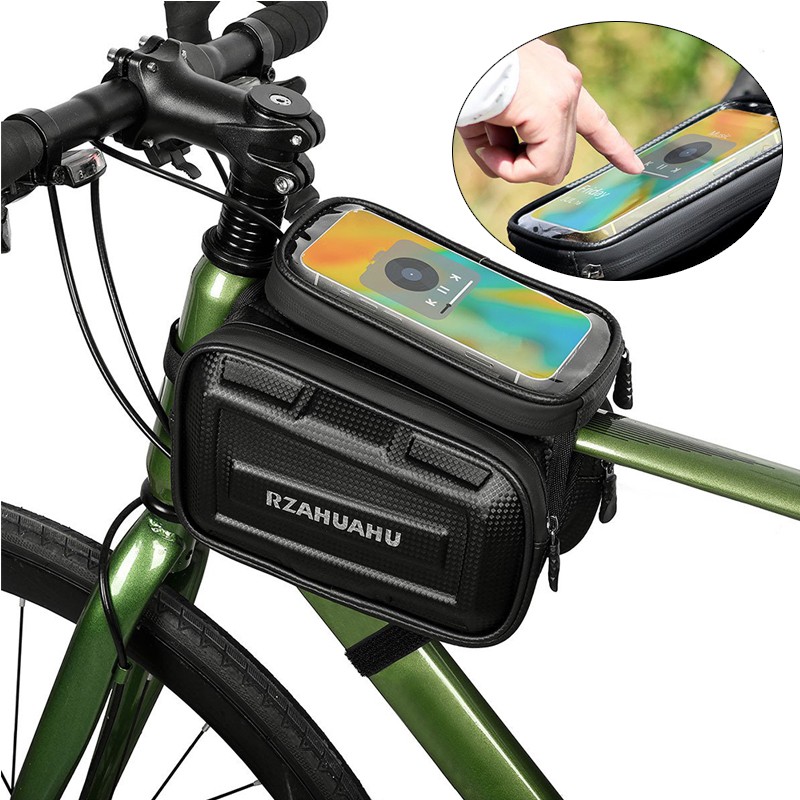 Mountain Bike Cell Phone Case Top Tube Front Beam Double Saddle Bags Waterproof