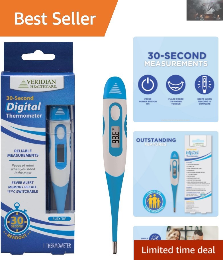 Veridian Digital Thermometer with Soft Tip and 30-Second Accurate Measurements