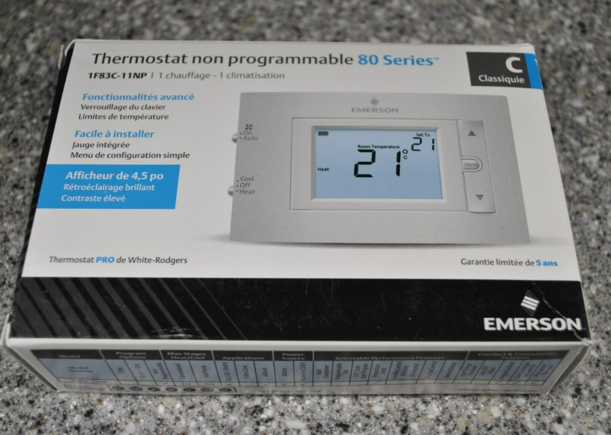 Emerson 1F83C-11NP 80 Series Non-Programmable Thermostat, 1Heat-1Cool New