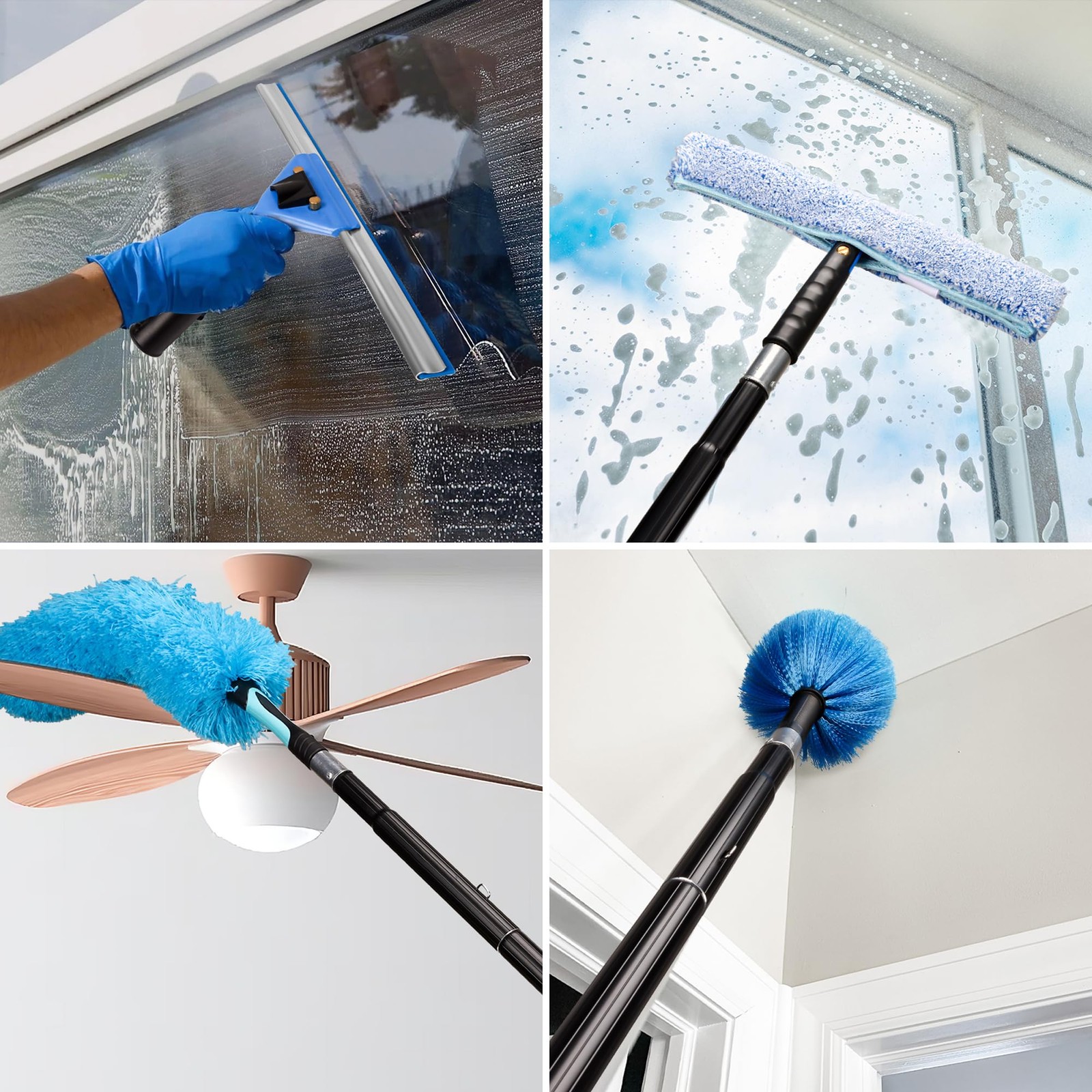 26FT Window Cleaning Brush Kit 4-26ft Adjustable Water Fed Pole Kit Solar Panel