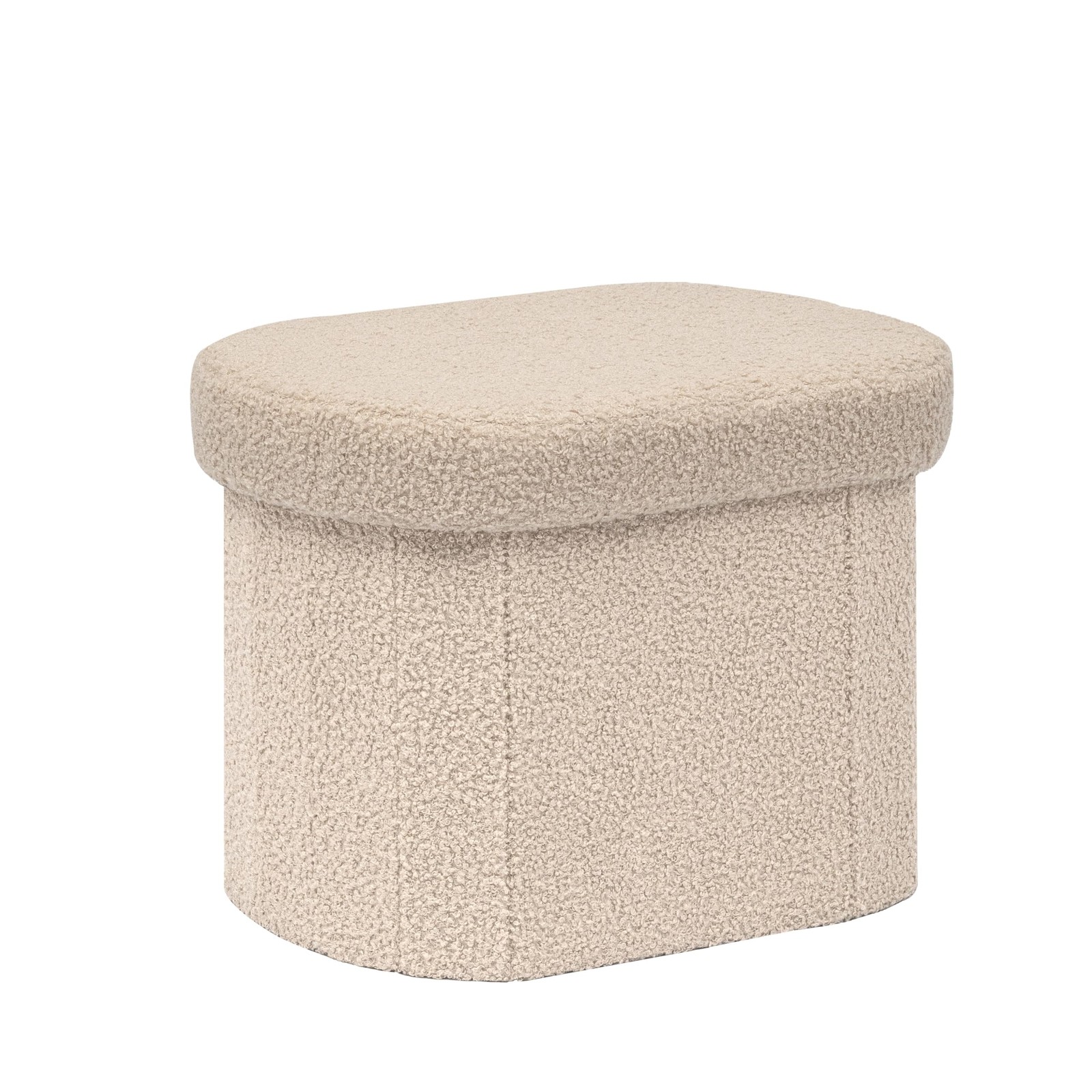 Storage Ottoman Boucle Tufted Folding Small Bench Beige 16.1x12.2x12.2in New