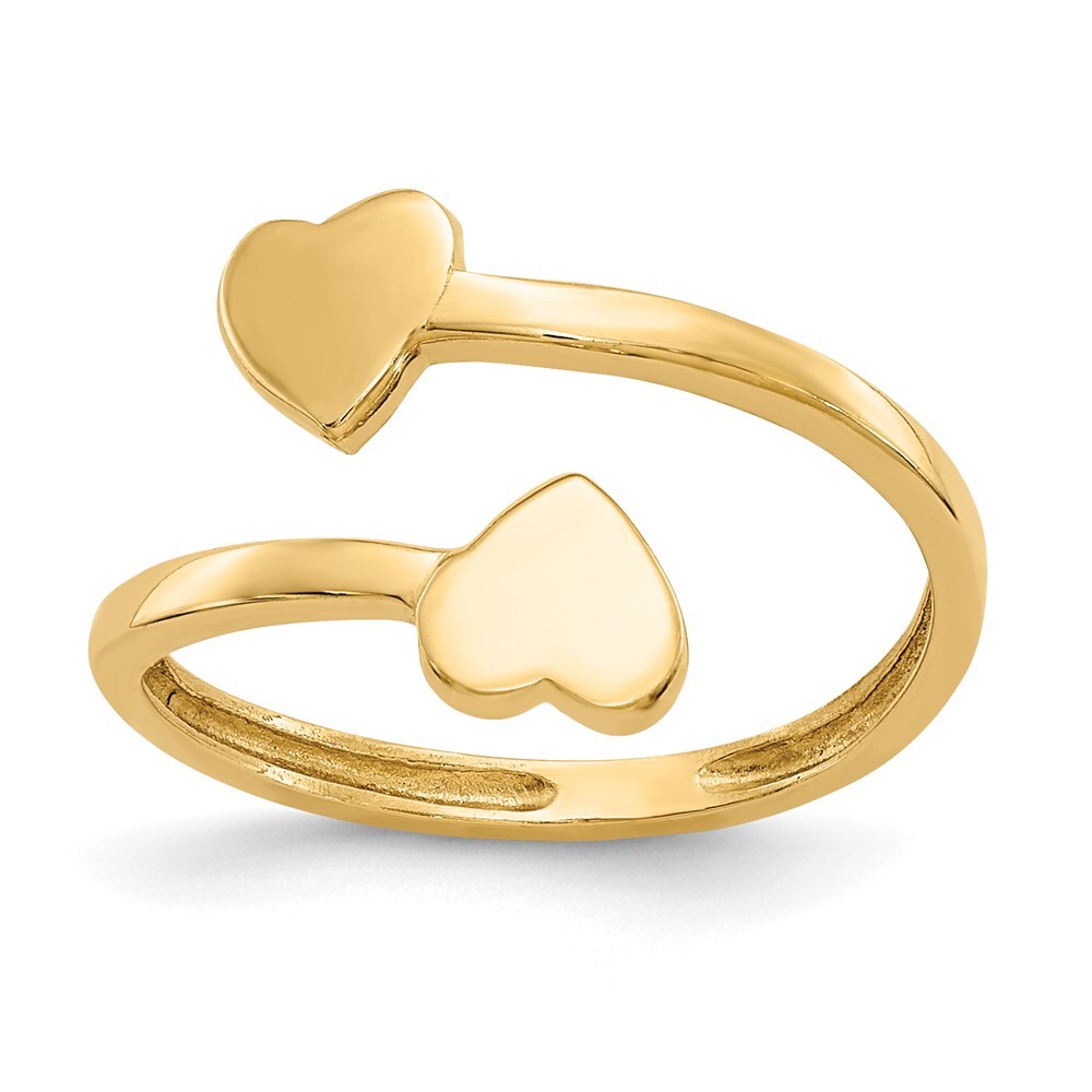 14k Yellow Gold Double Heart Toe Ring Gift for Mother