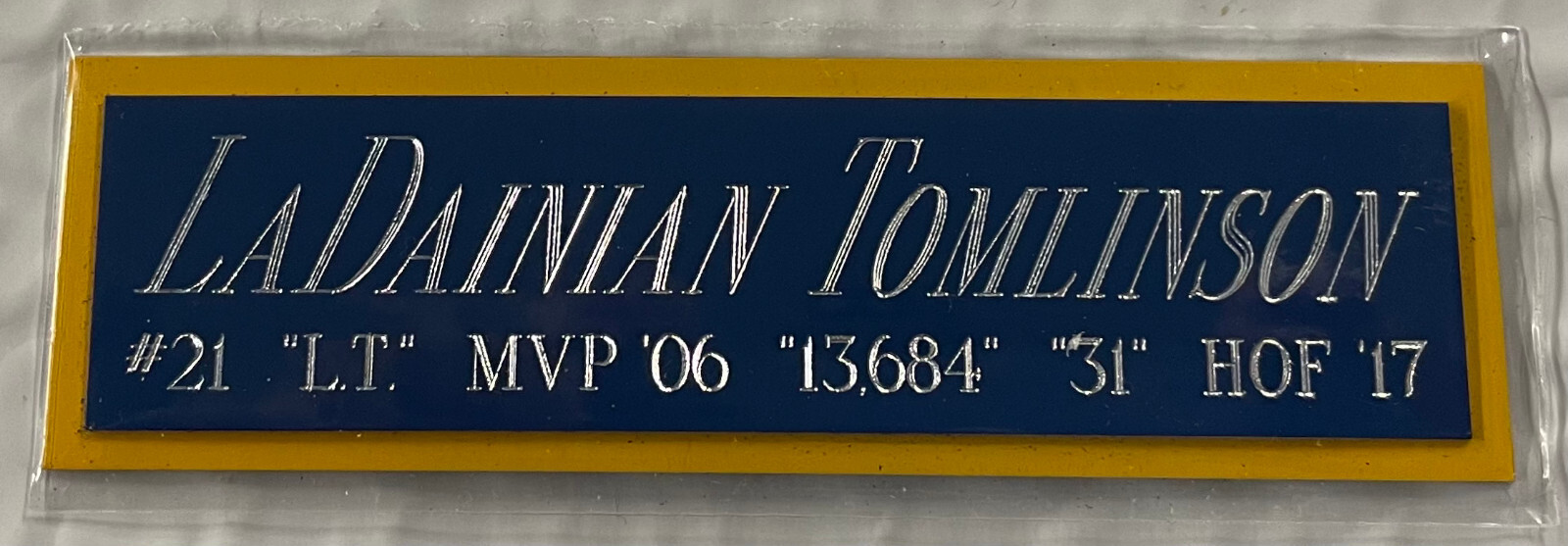 LADAINIAN TOMLINSON CHARGERS NAMEPLATE AUTOGRAPHED FOOTBALL-HELMET-JERSEY-PHOTO