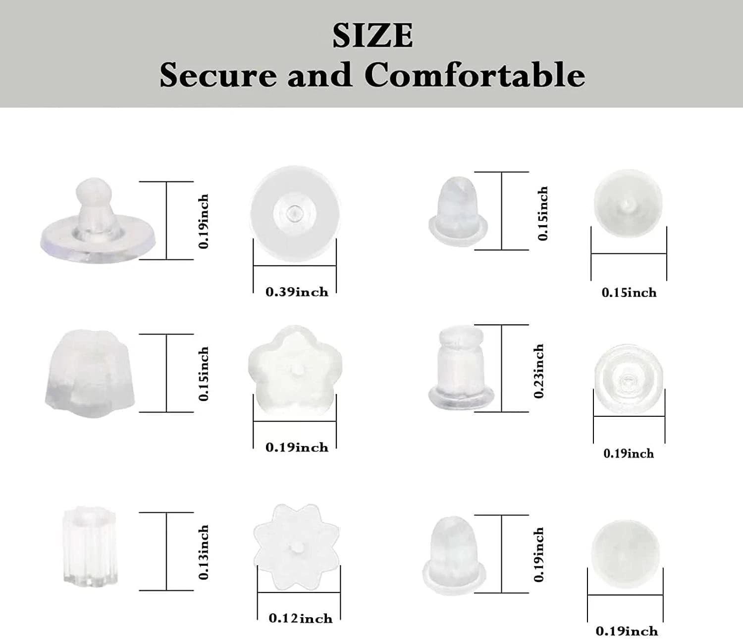 6 Styles Silicone Earring Backs for Studs, 600 Pcs Clear Soft 6 Styles-a | Ebay