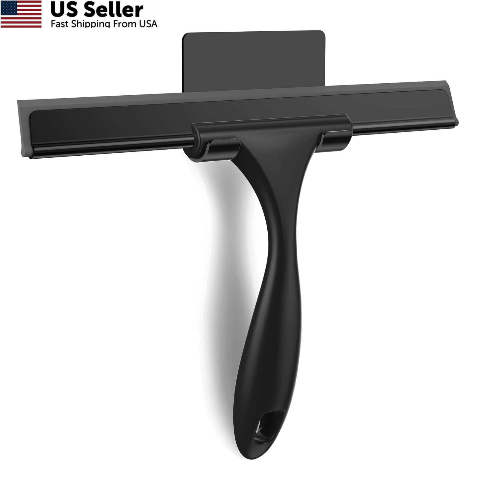 SetSail Squeegee for Shower Glass Door, 10 Inches, Black 10 inches, All-black