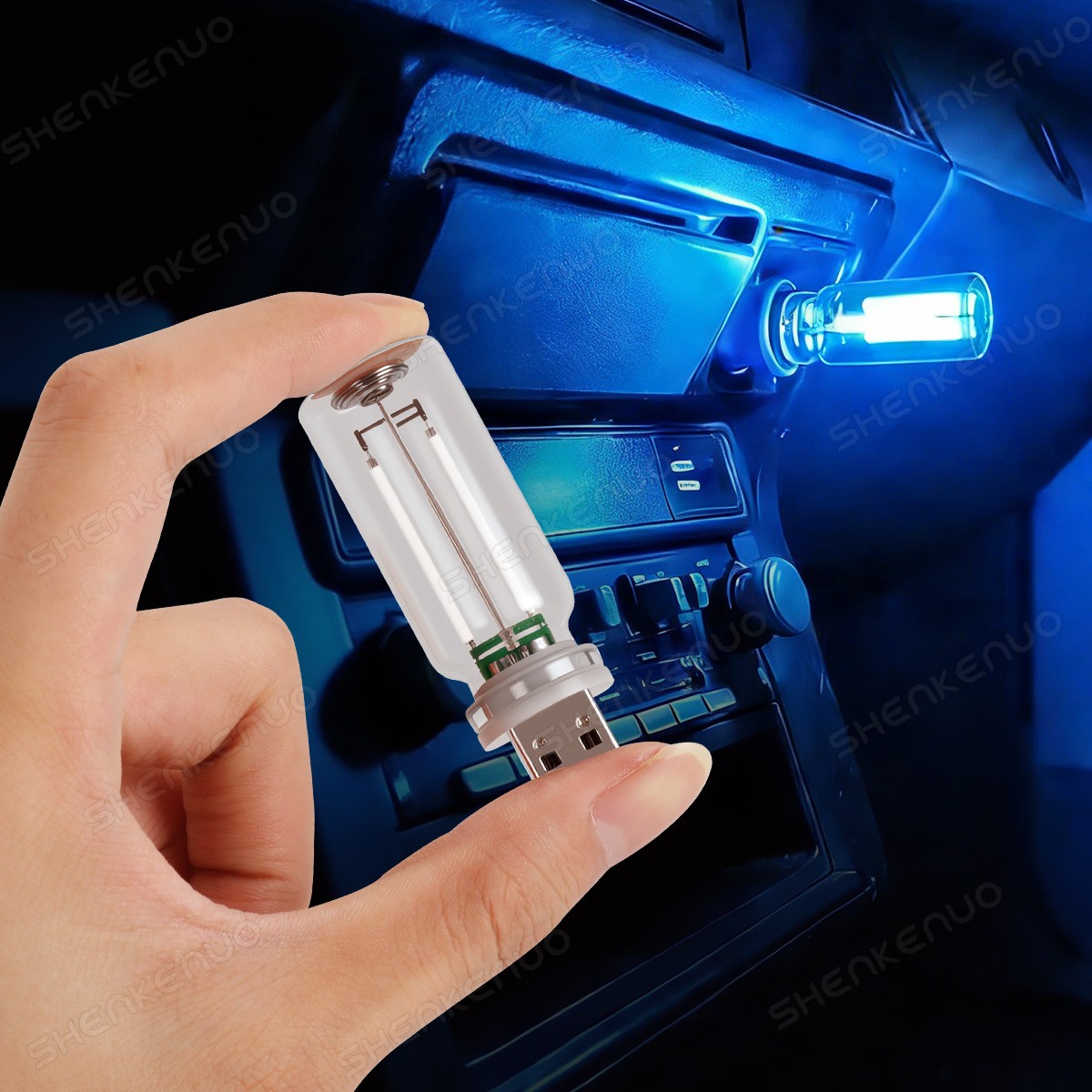 2 PCS USB Night Light,Touch Dimmable Car Interior Ambient Lights, Portable Mini