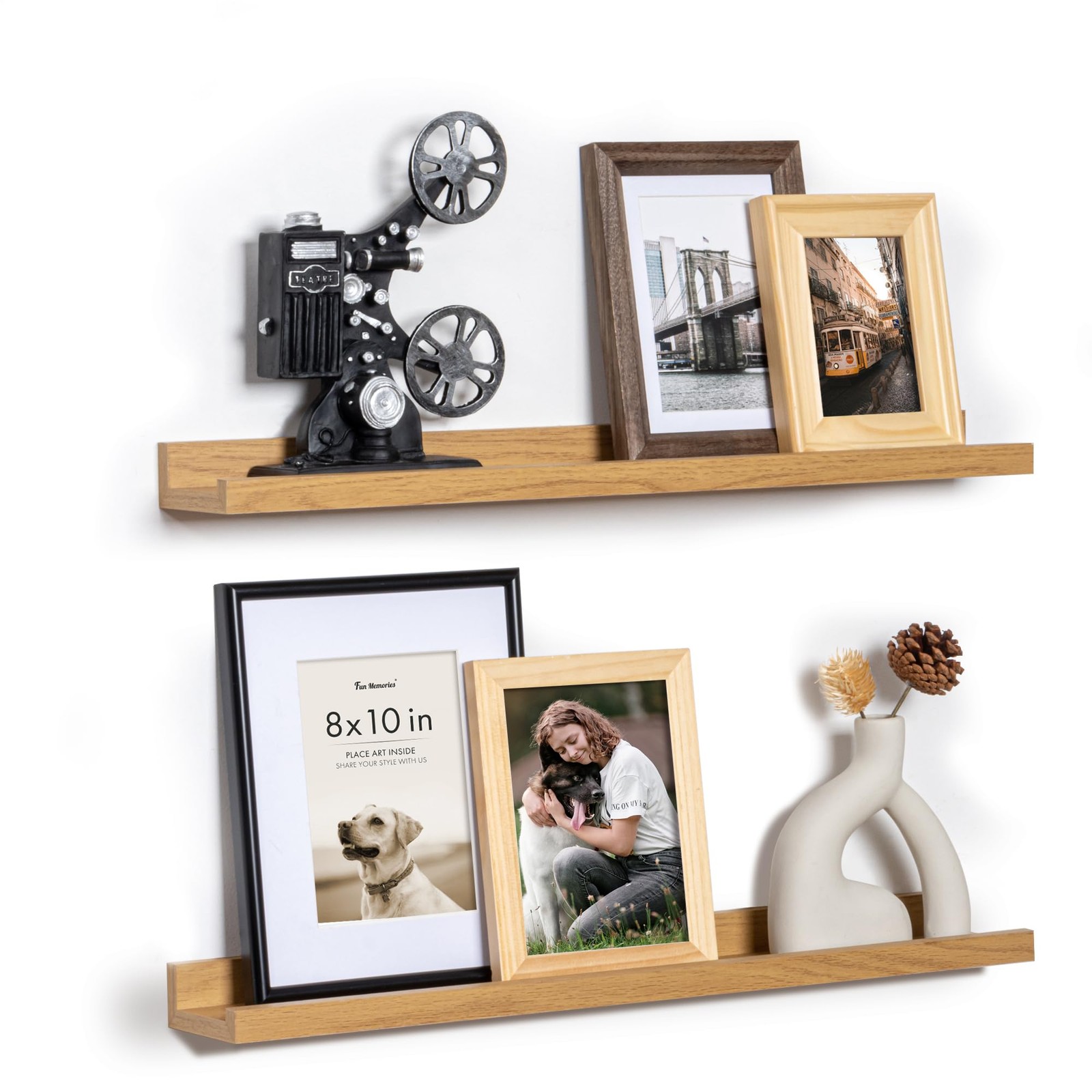 Picture Ledge Shelf, 24 Inch Floating Shelves Set of 2, Nursery Book Shelves ...
