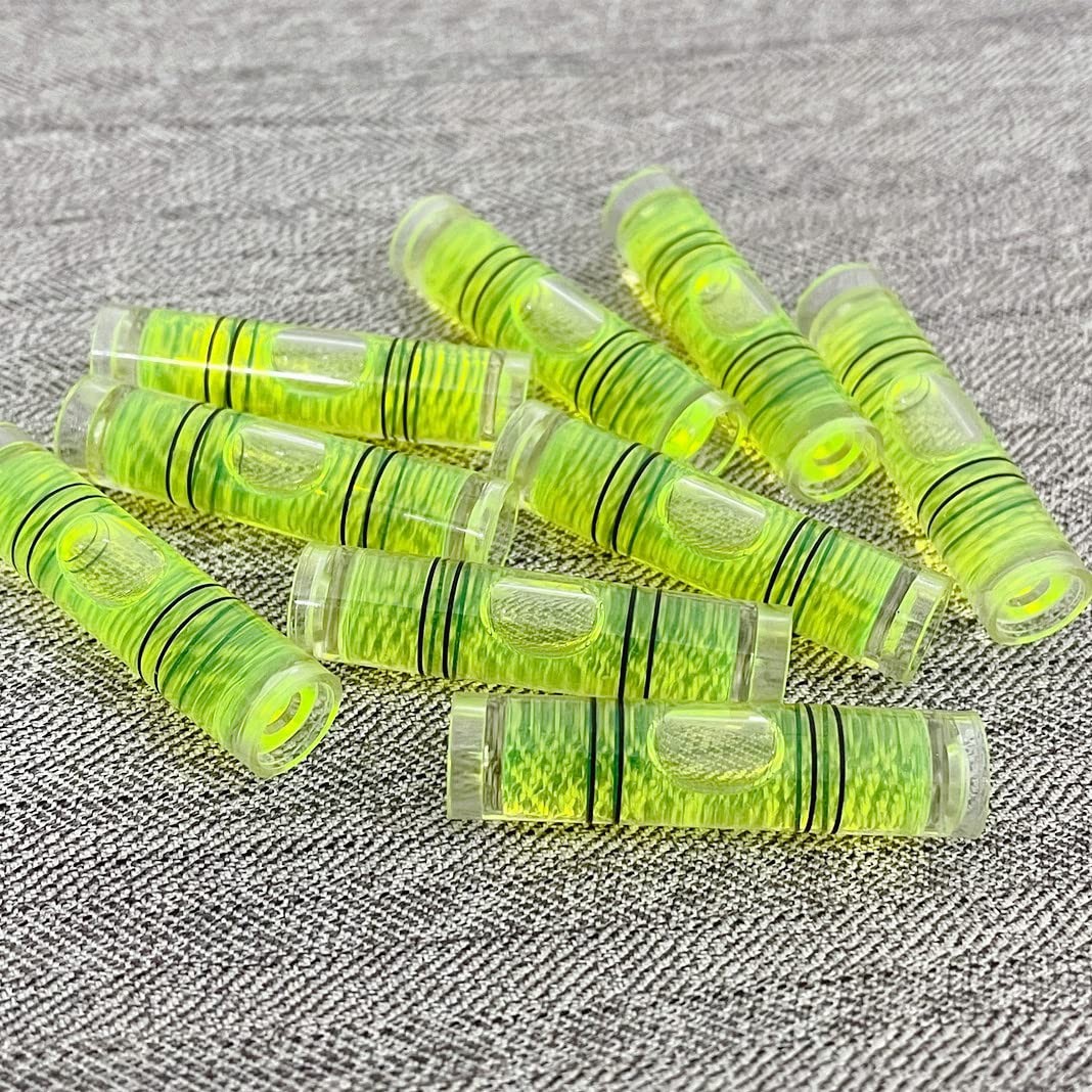 8 Pieces Mini Cylindrical Level Small Horizontal Bubble Levels 9.5x40mm Bubbl...